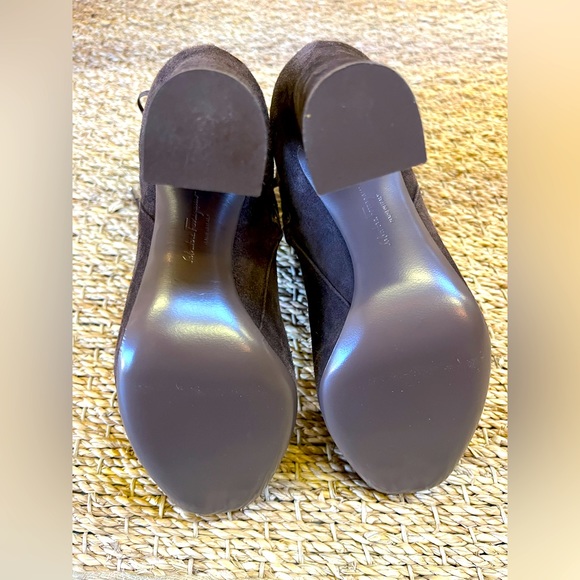 SALVATORE FERRAGAMO. Women’s Brown Suede Ankle Heeled Boots - Picture 2 of 6